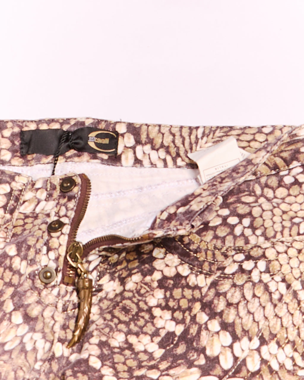 Just Cavalli Brown Snakeskin Print Capri Jeans Size S W28