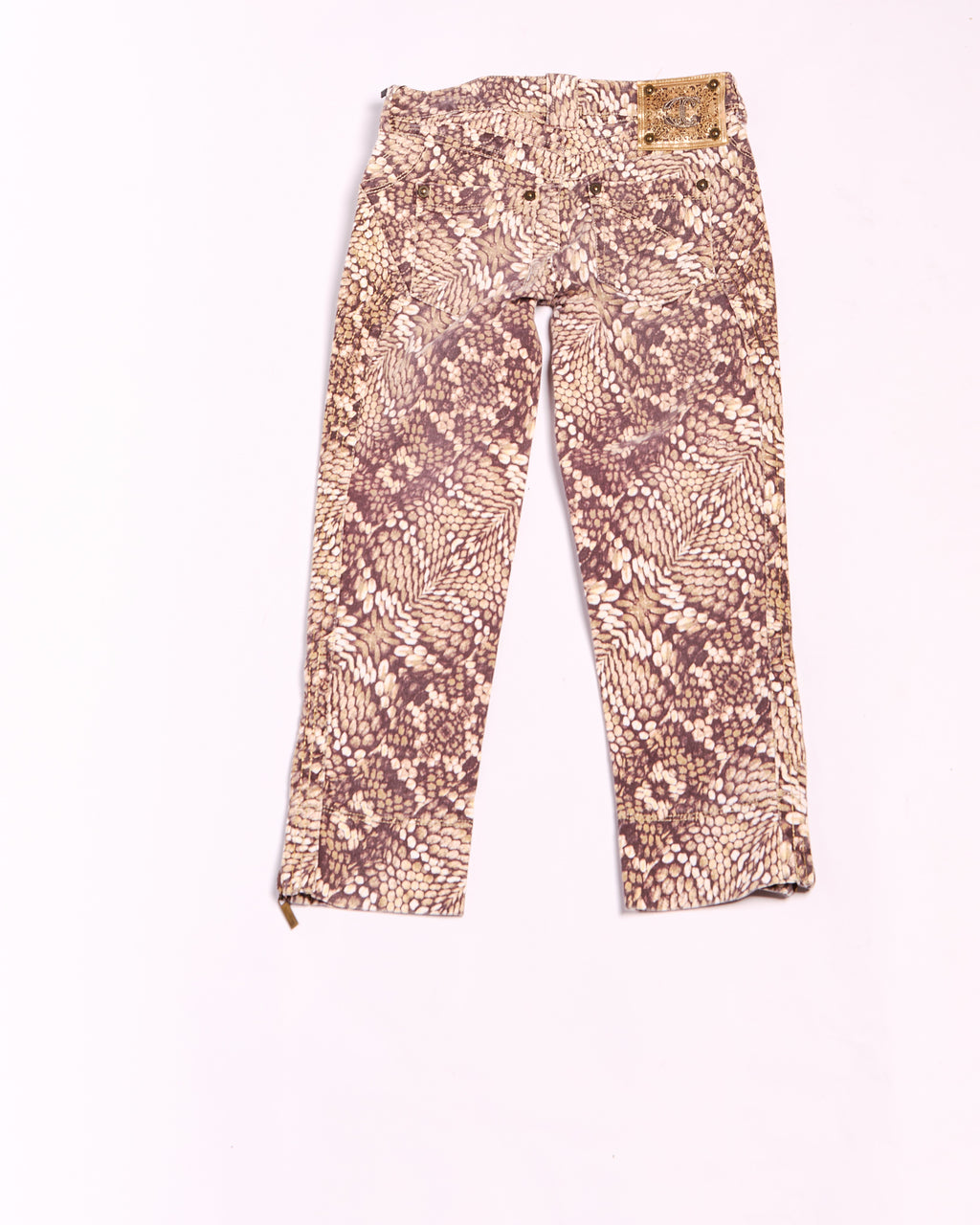 Just Cavalli Brown Snakeskin Print Capri Jeans Size S W28