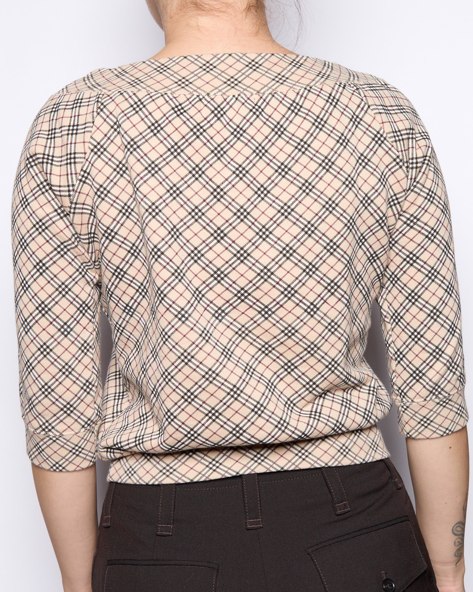 Burberry Brown Nova Check Logo 3/4 Length Top