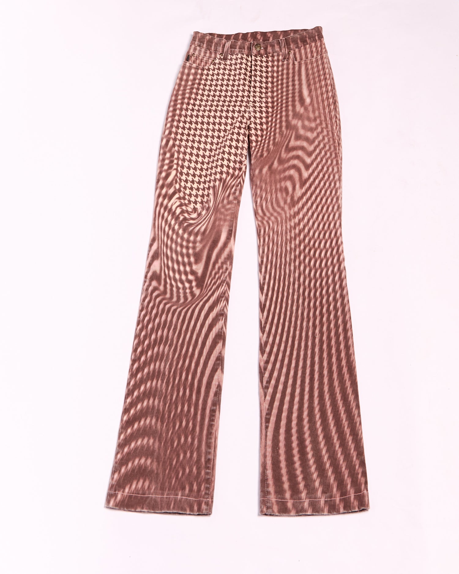 2000s Just Cavalli Purple and Red Optical Houndstooth Print Jeans Size S W26