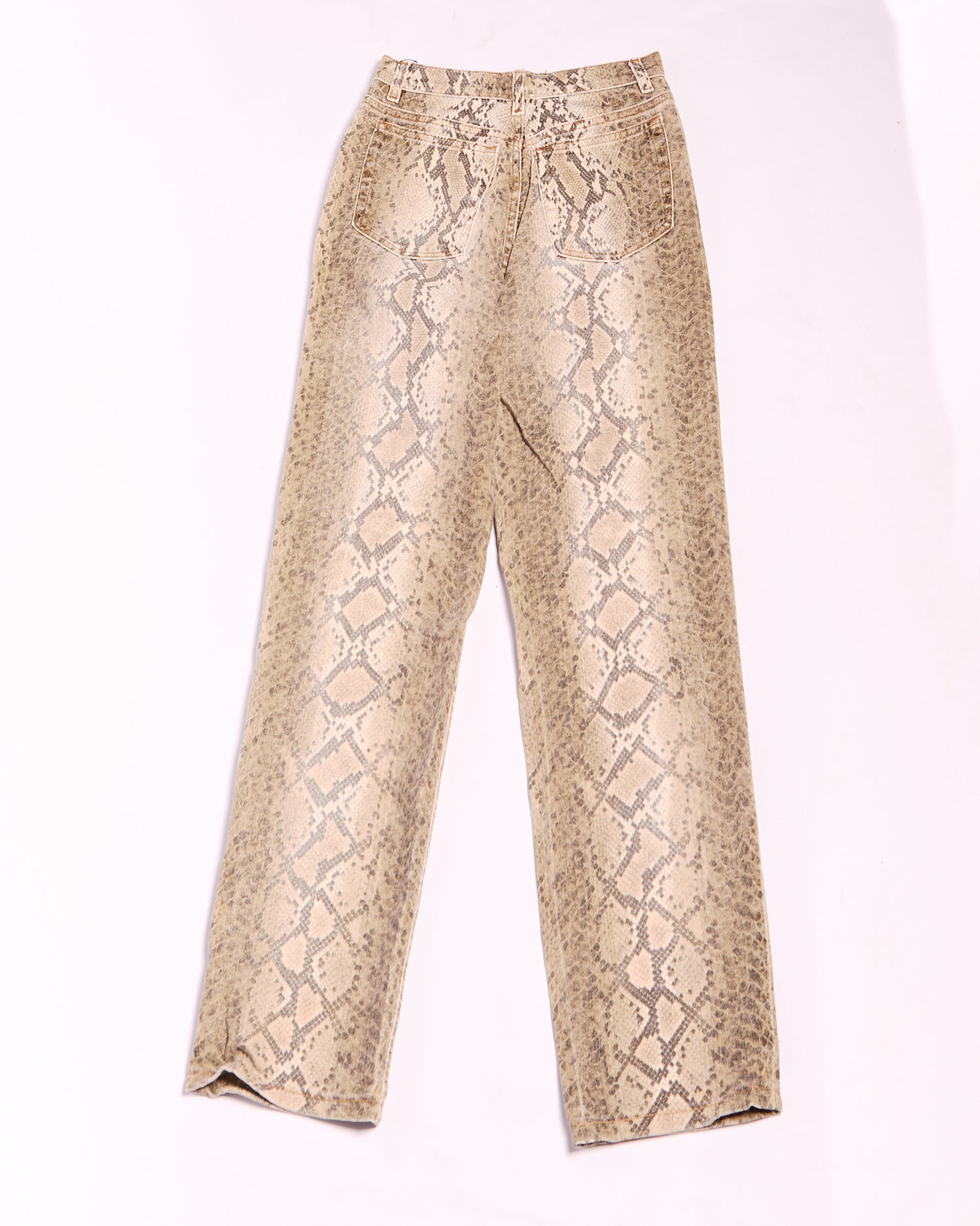 2000s Roberto Cavalli Brown Snakeskin Print Jeans