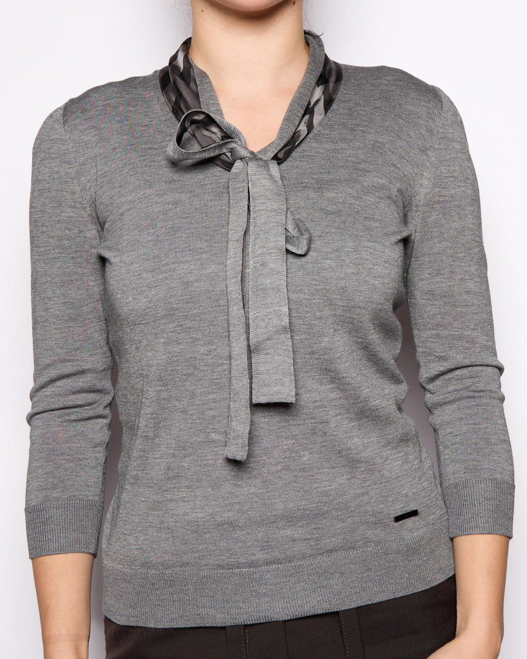 Burberry London Grey Bow Tie Sweater