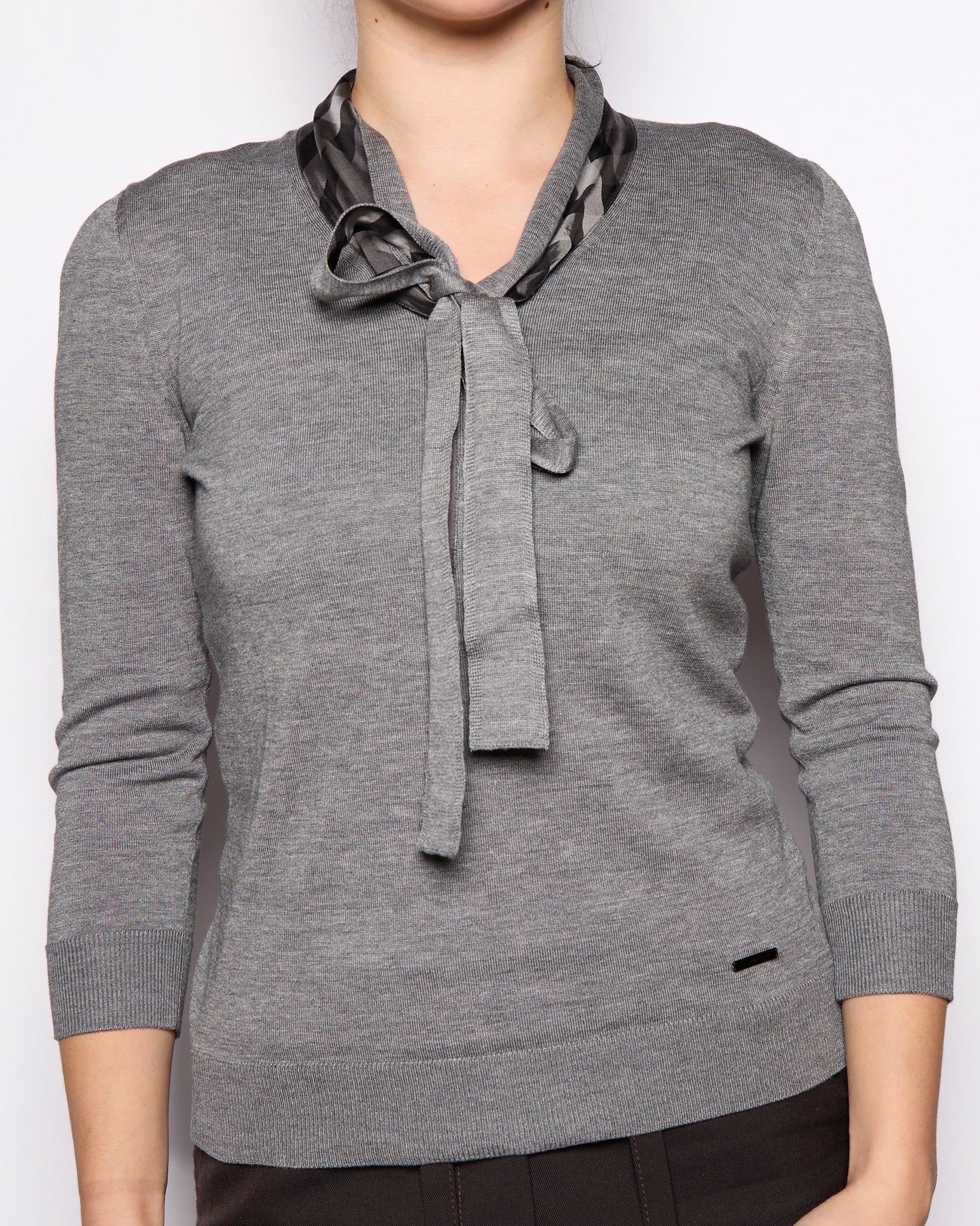 Burberry London Grey Bow Tie Sweater