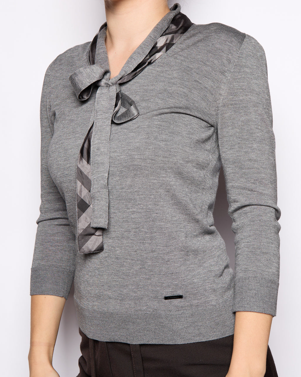 Burberry London Grey Bow Tie Sweater