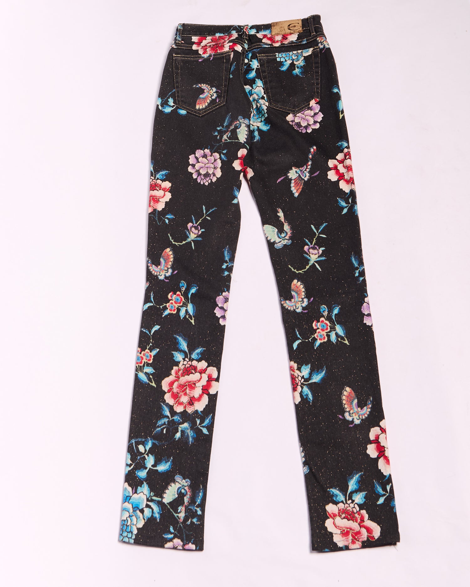 2000's Just Cavalli Black Multicolor Floral Print Jeans Size S W28