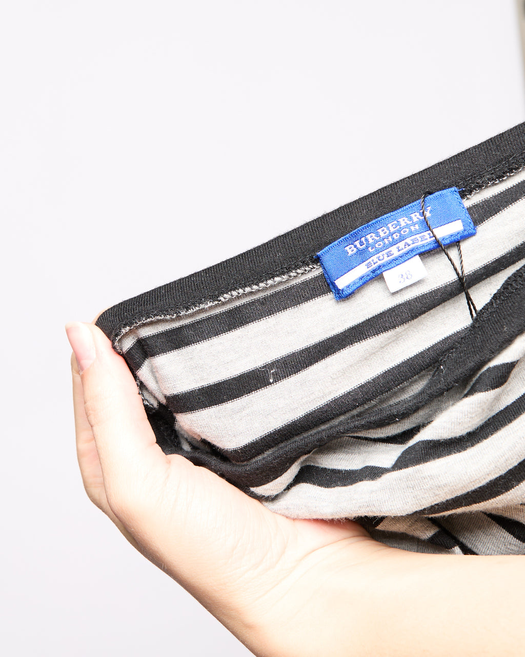 Burberry Grey Navy Striped Halter Top