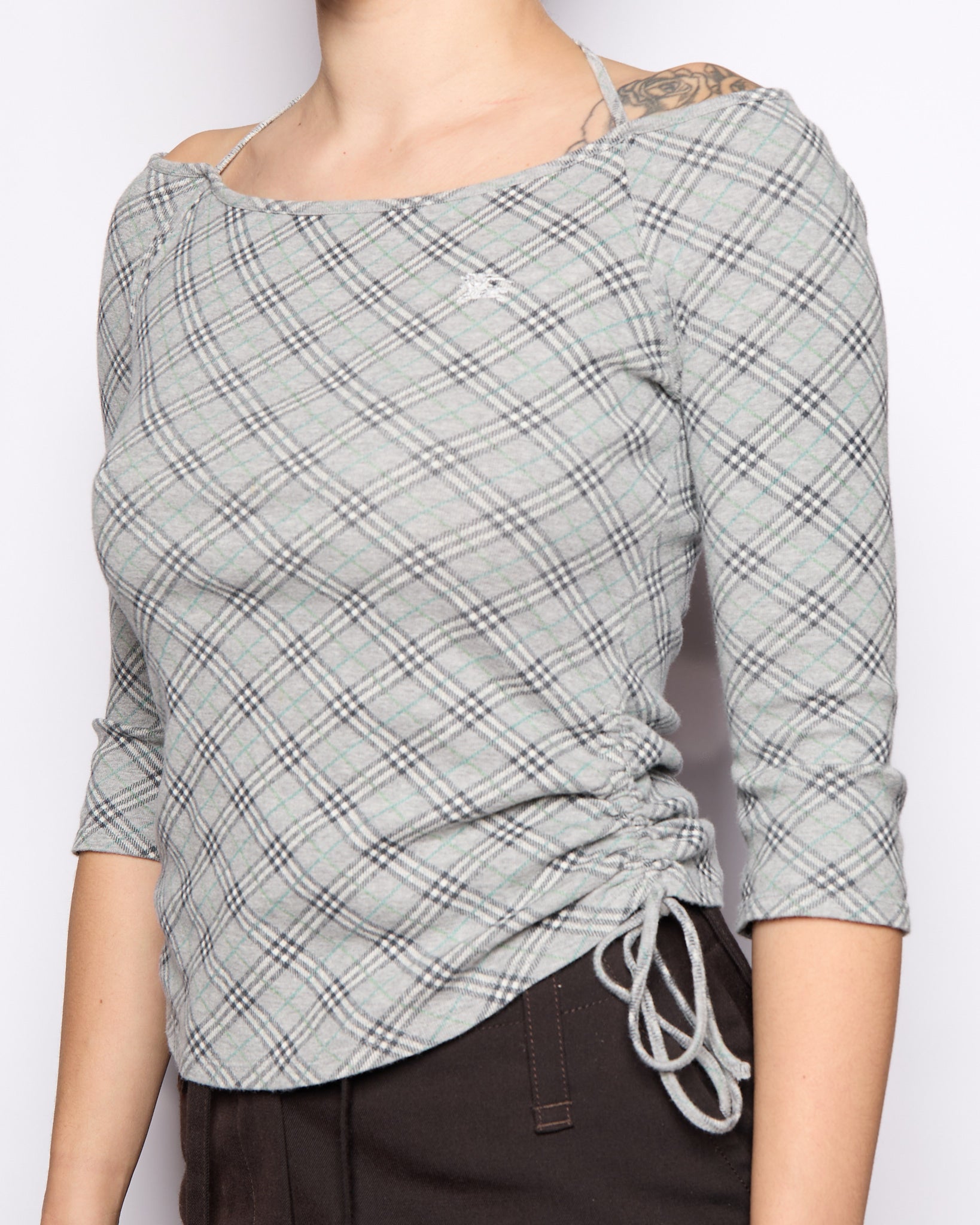 Burberry Grey Nova Check Cinch Top