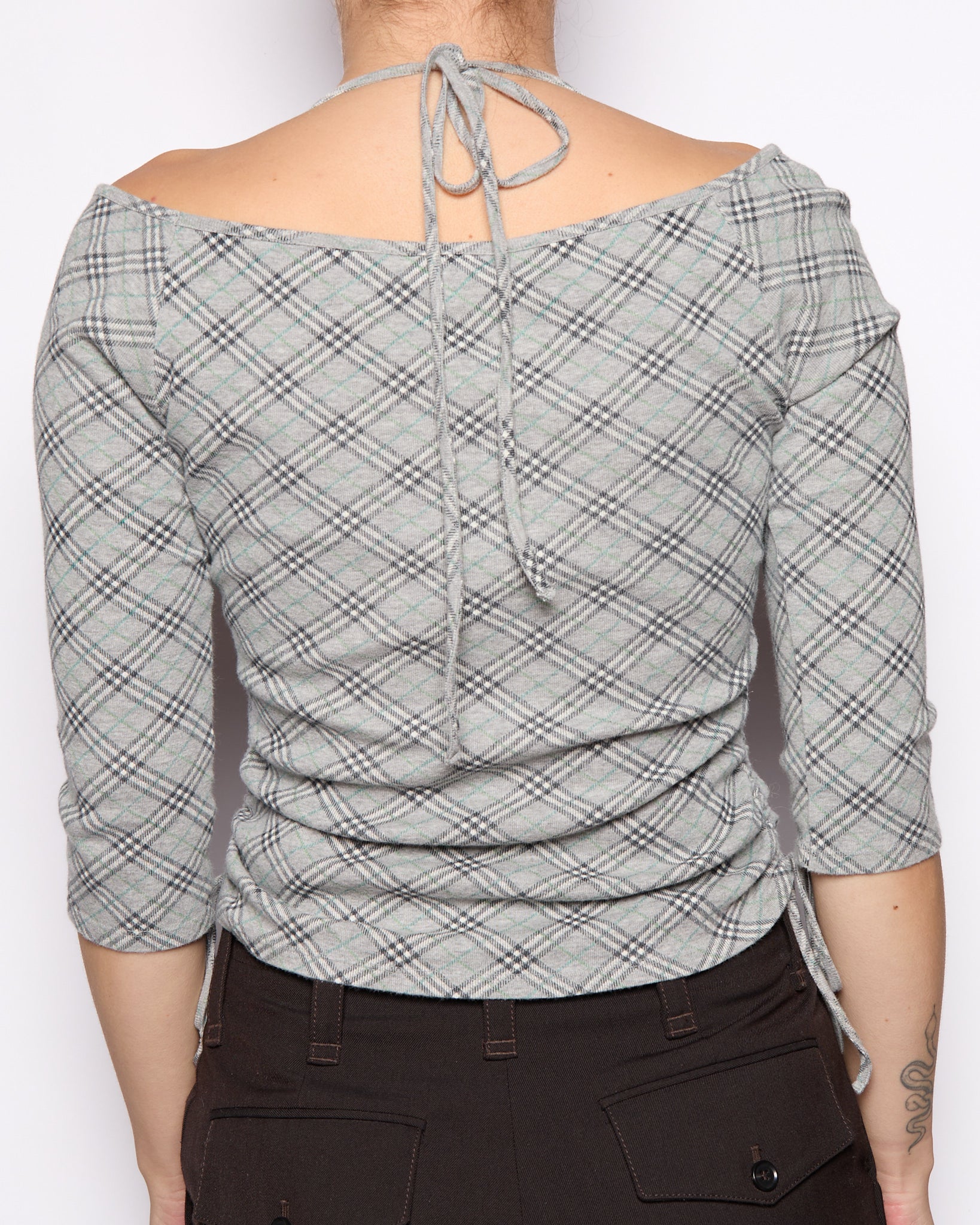 Burberry Grey Nova Check Cinch Top