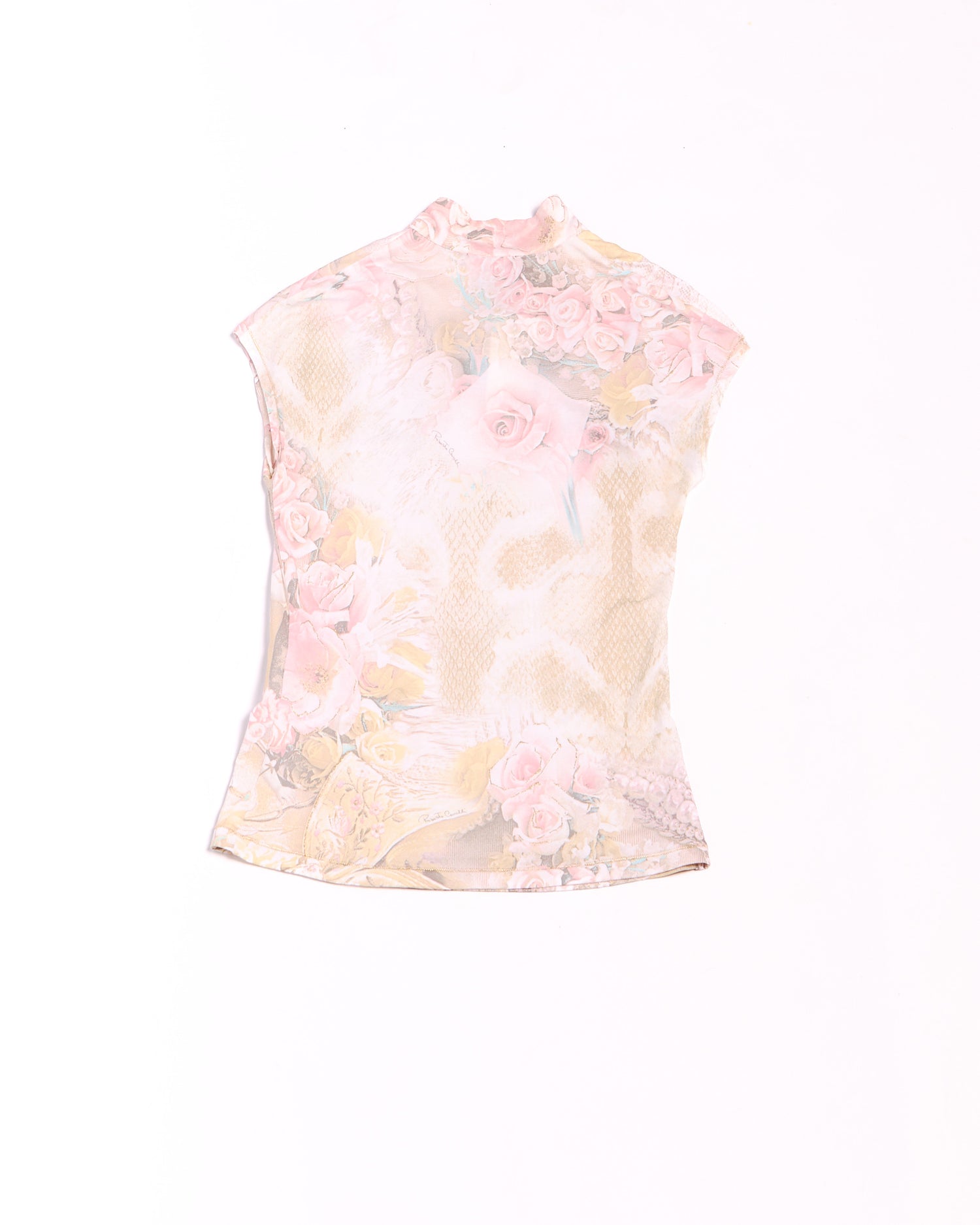 90's Roberto Cavalli Cherub Floral Print Top Size Size XS