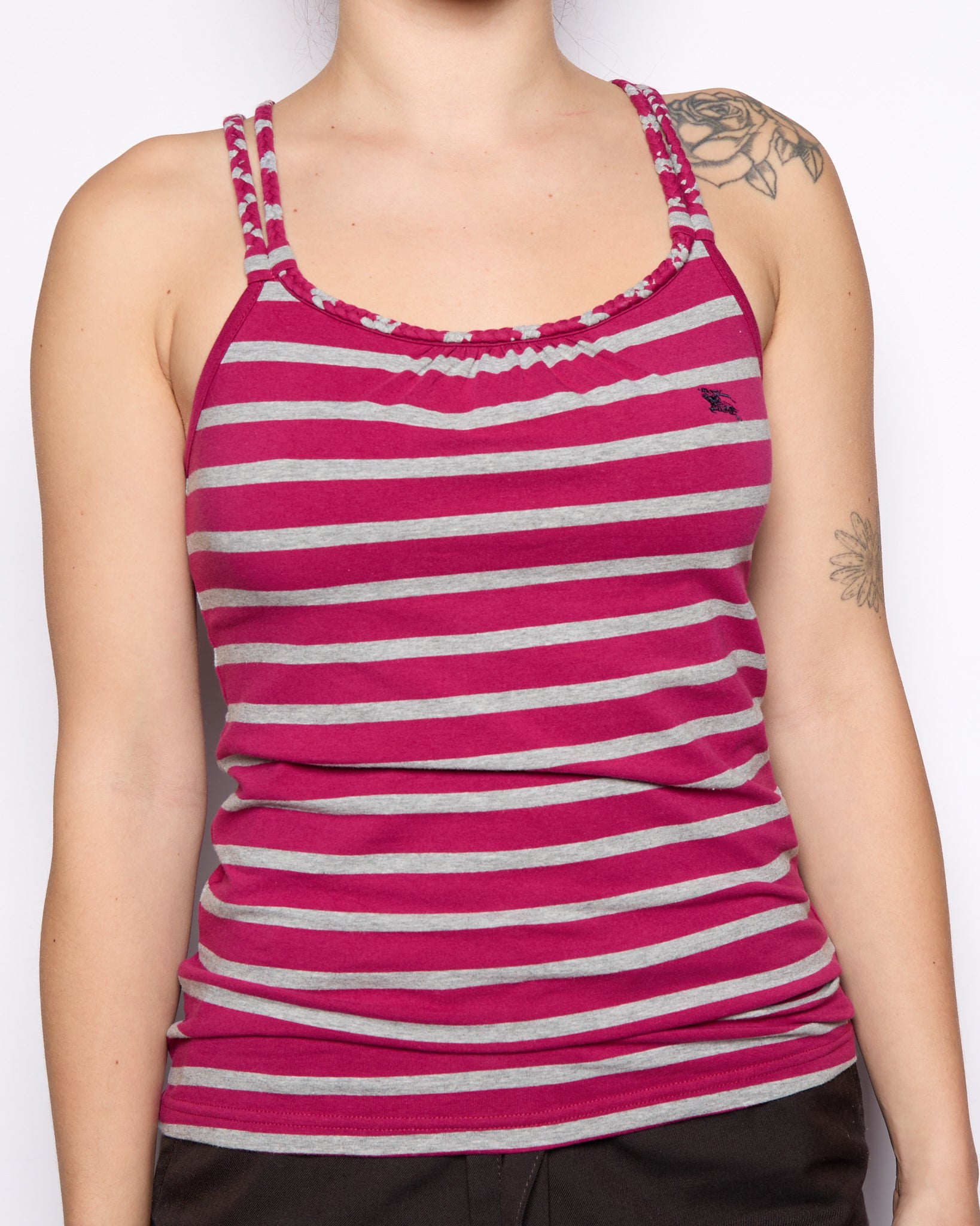 Burberry Pink/Grey Stripe Halter