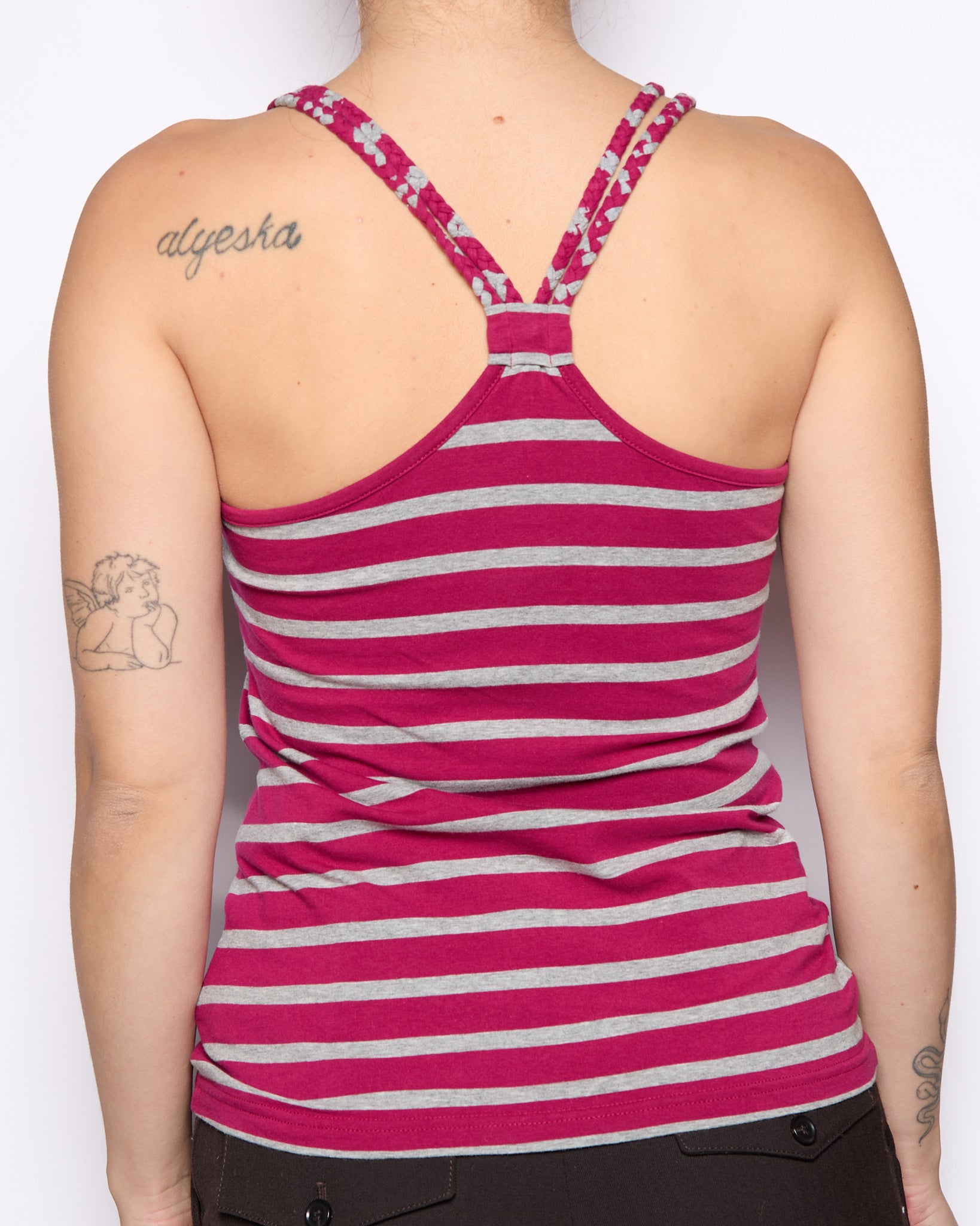 Burberry Pink/Grey Stripe Halter