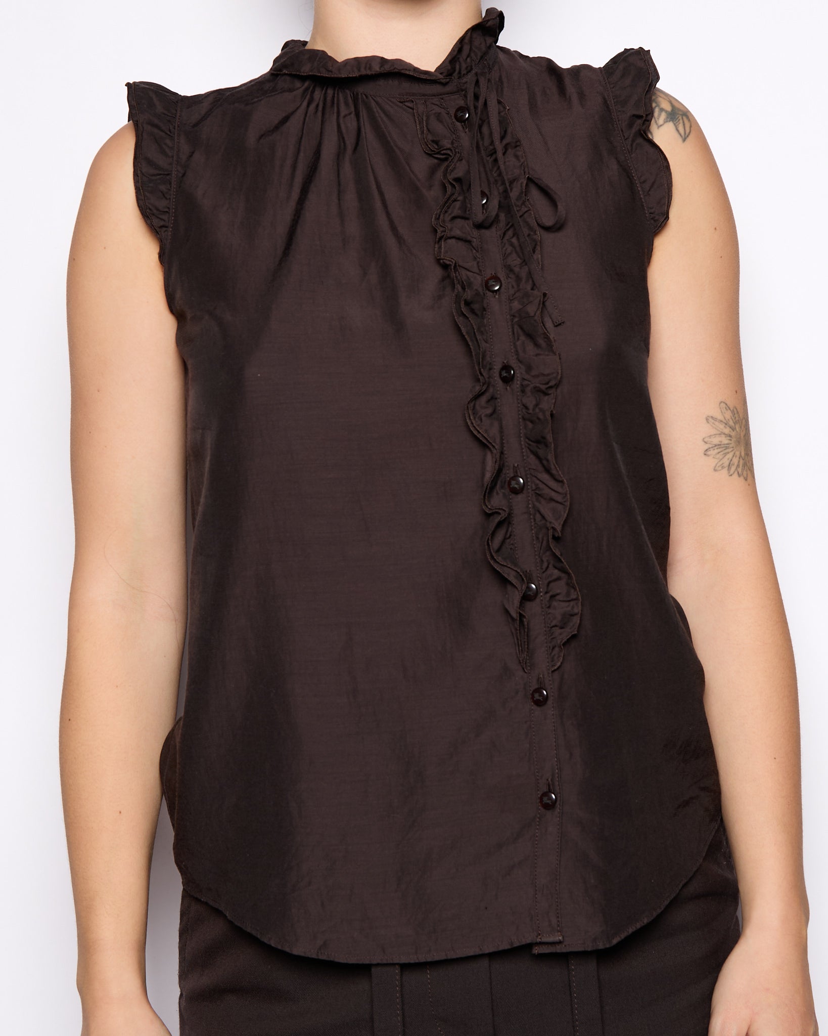 Burberry Brown Ruffle Tank
