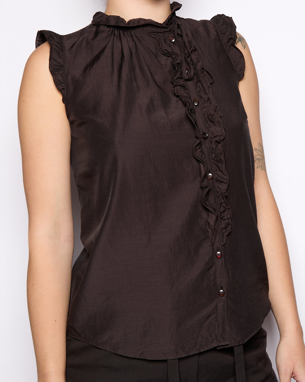 Burberry Brown Ruffle Tank
