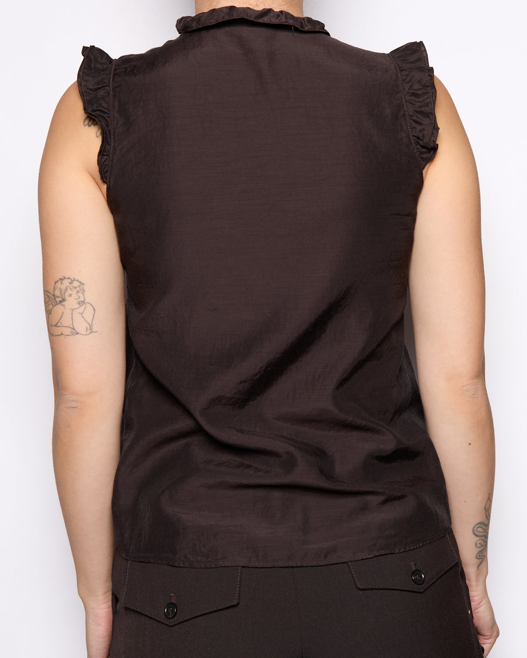 Burberry Brown Ruffle Tank