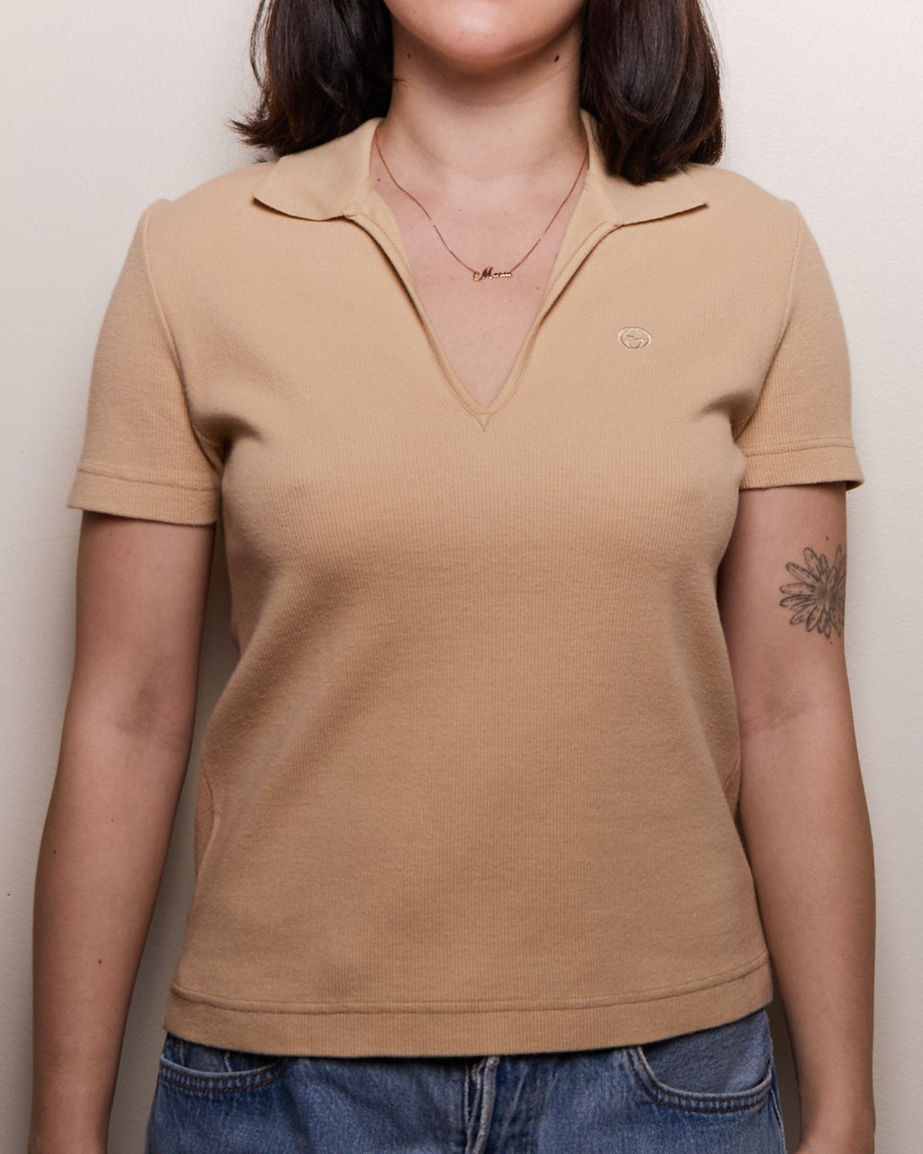 Gucci Beige Polo Logo Shirt