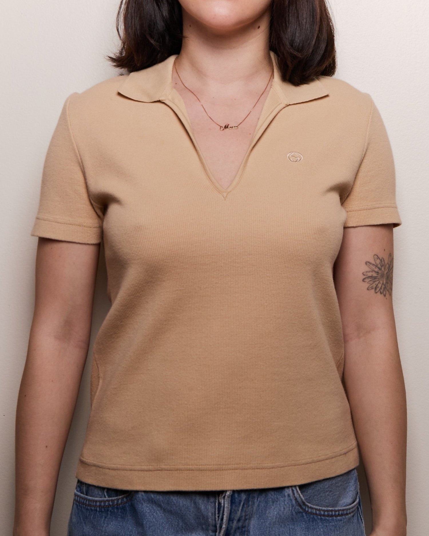 Gucci Beige Polo Logo Shirt
