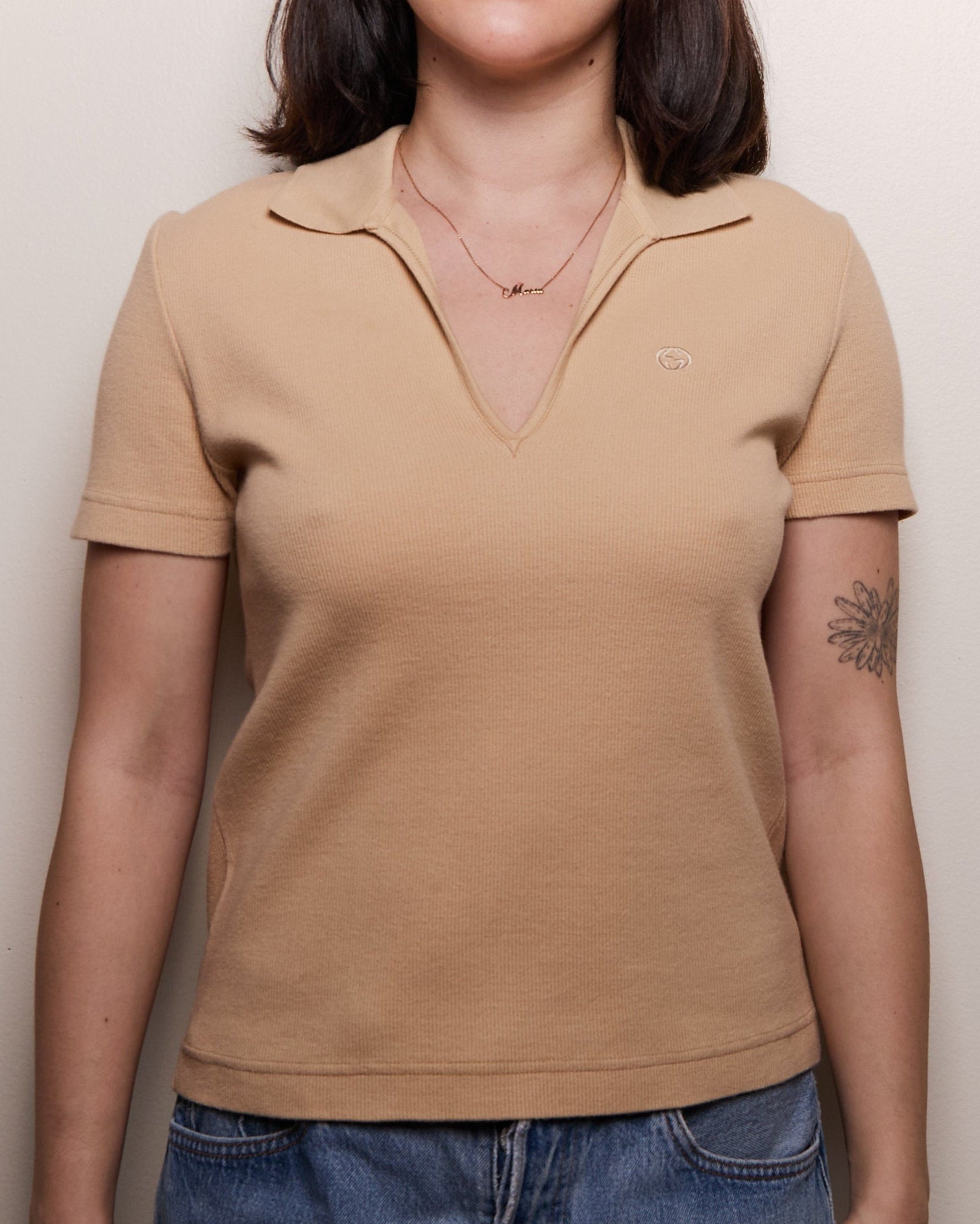 Gucci Beige Polo Logo Shirt
