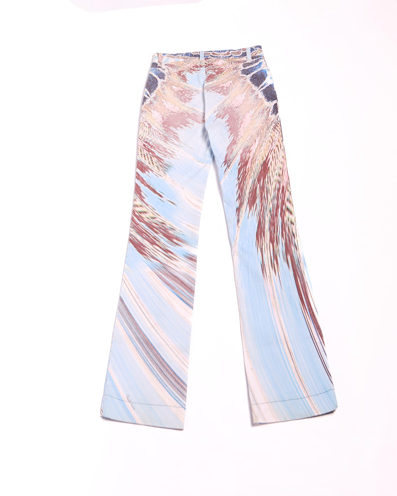 2000s Roberto Cavalli Blue Abstract Feather Print Jeans Size XS W24