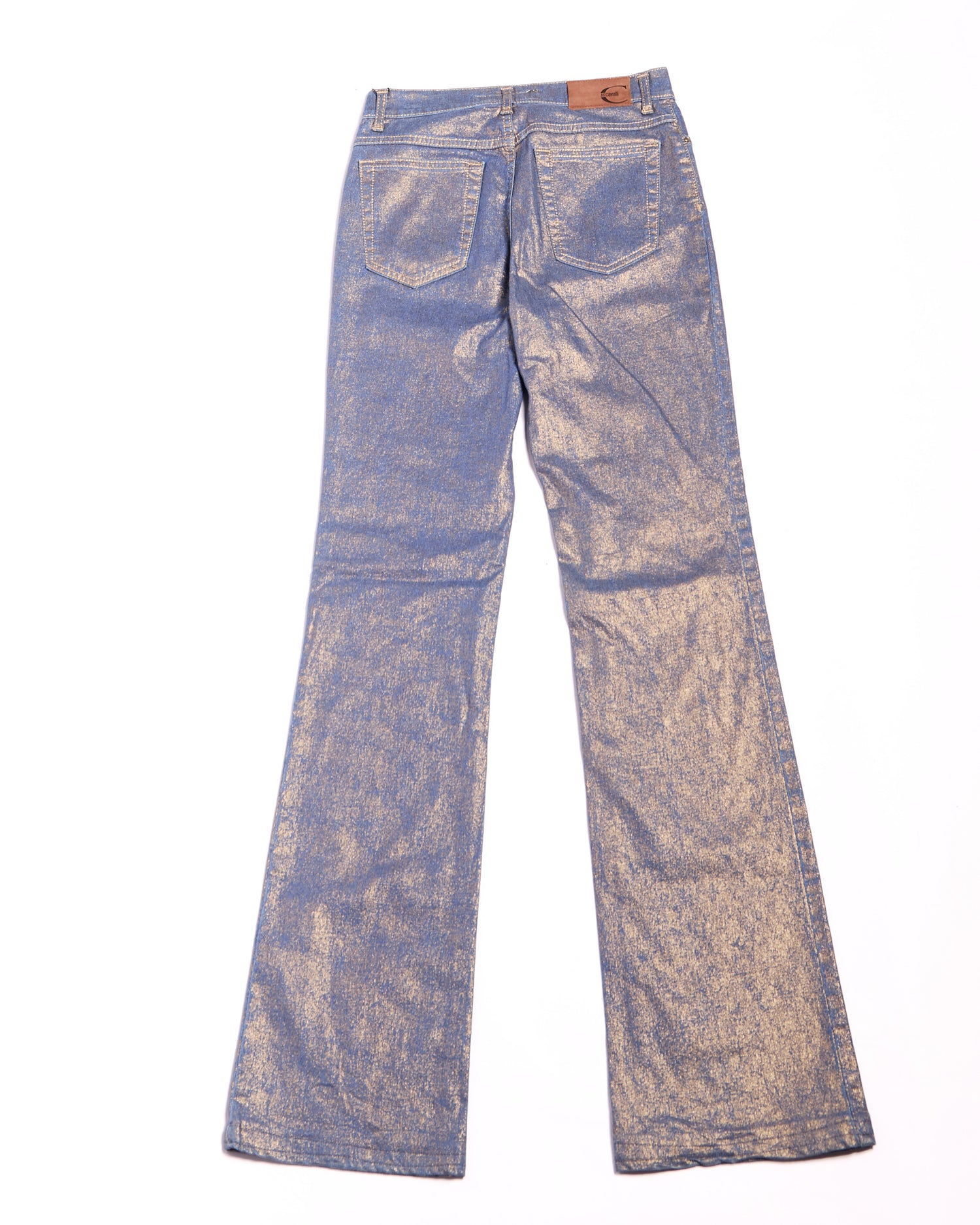 2000’s Just Cavalli Indigo with Metallic Gold Foil Coated Jeans Size S W27