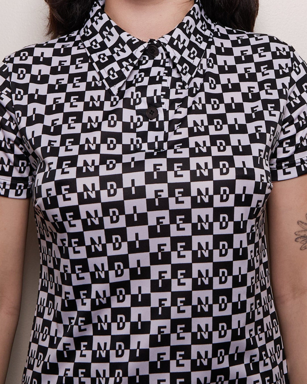 Fendi Black and White Monogram Polo