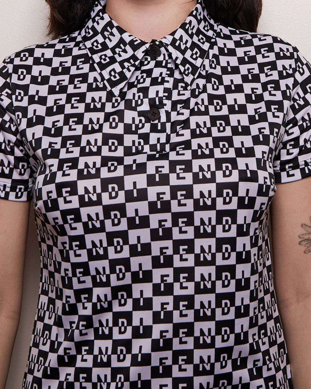 Fendi Black and White Monogram Polo