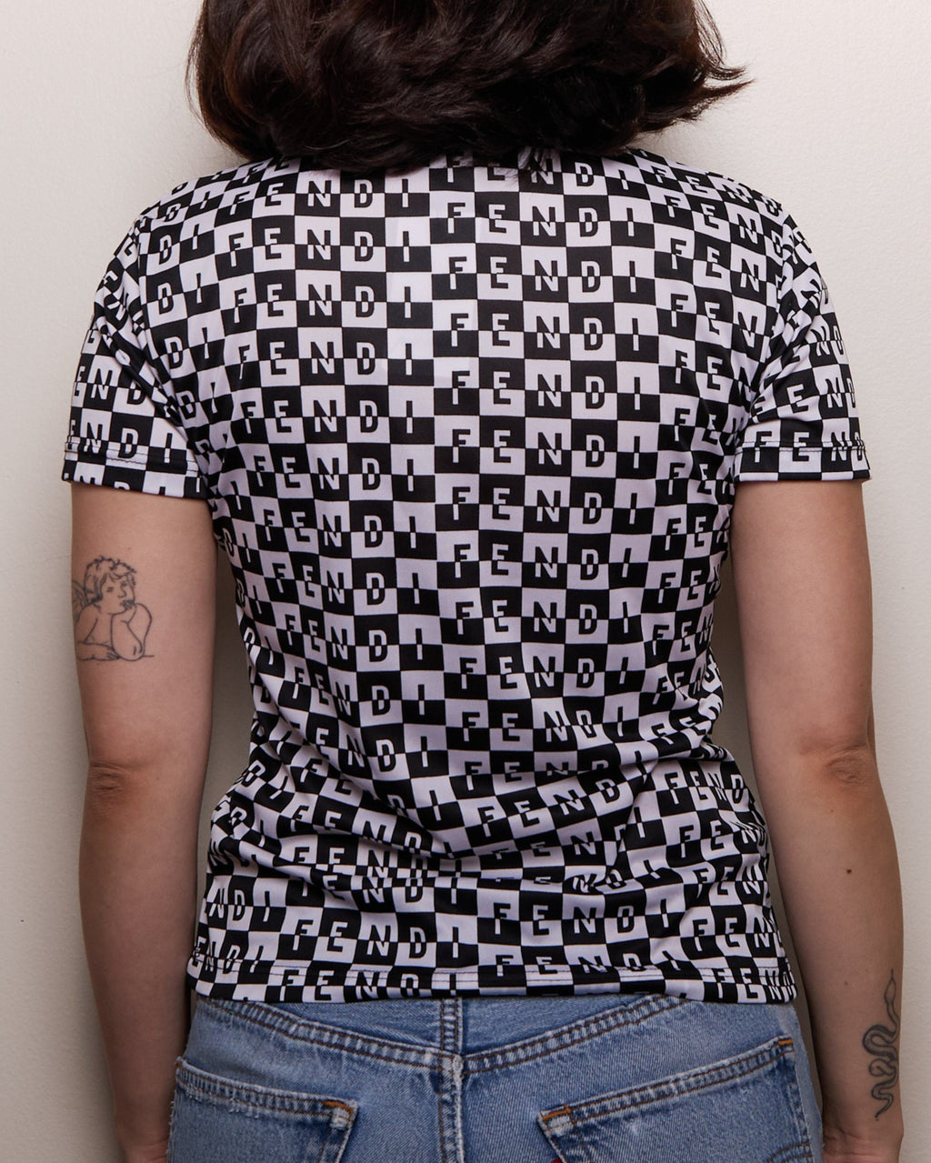 Fendi Black and White Monogram Polo