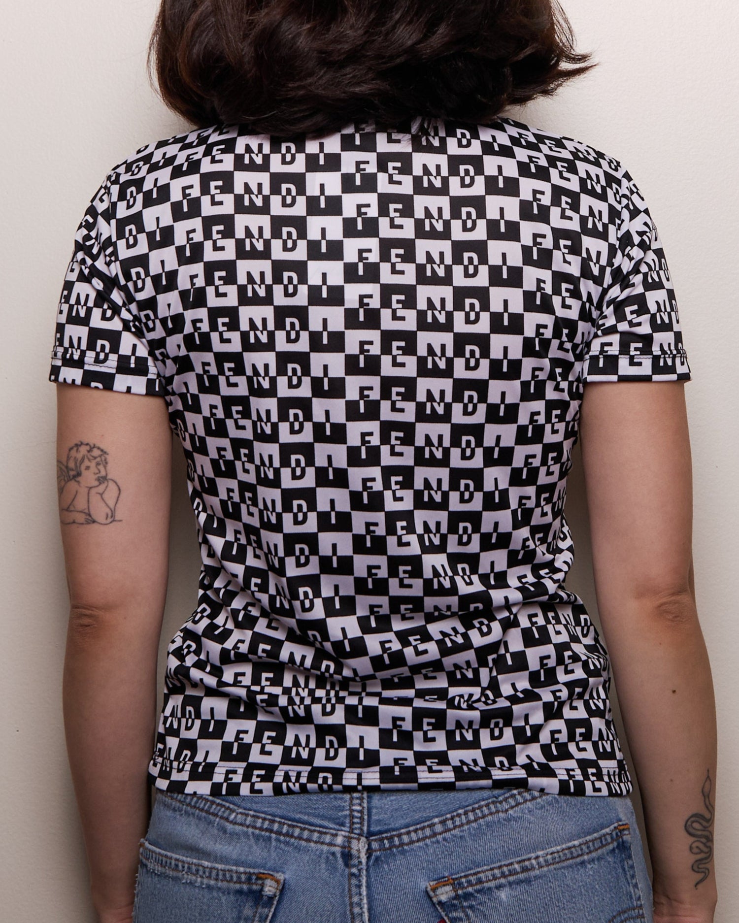 Fendi Black and White Monogram Polo