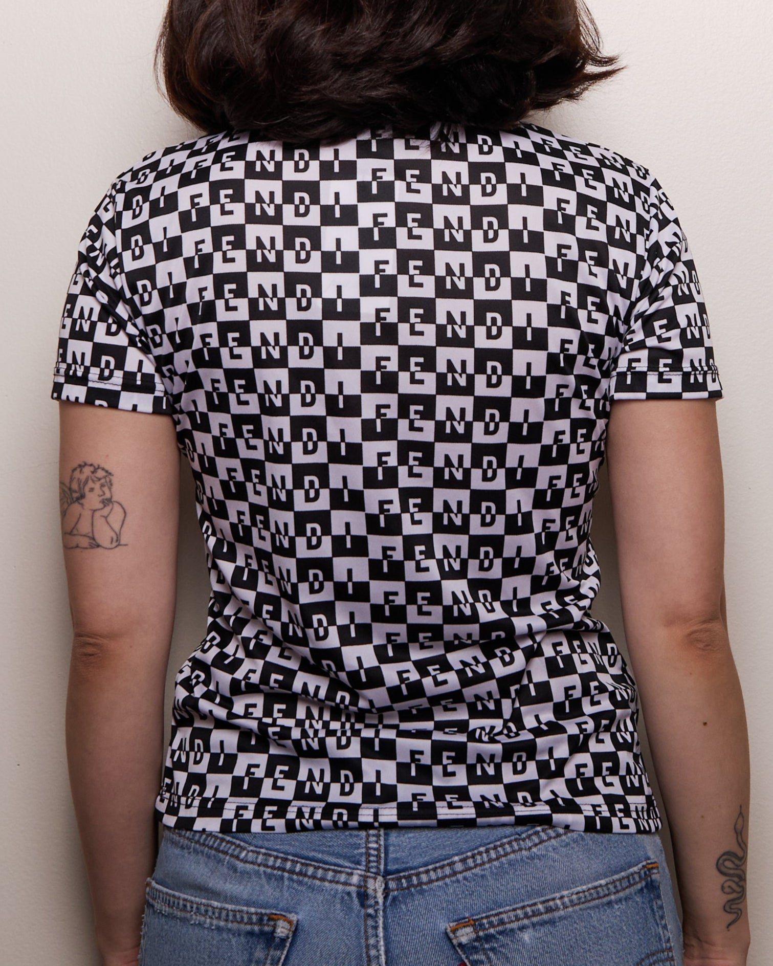 Fendi Black and White Monogram Polo