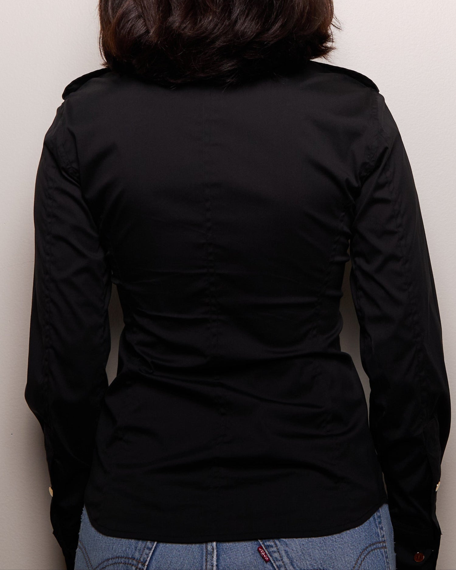 YSL Black Safari Top w/ Gold Buttons