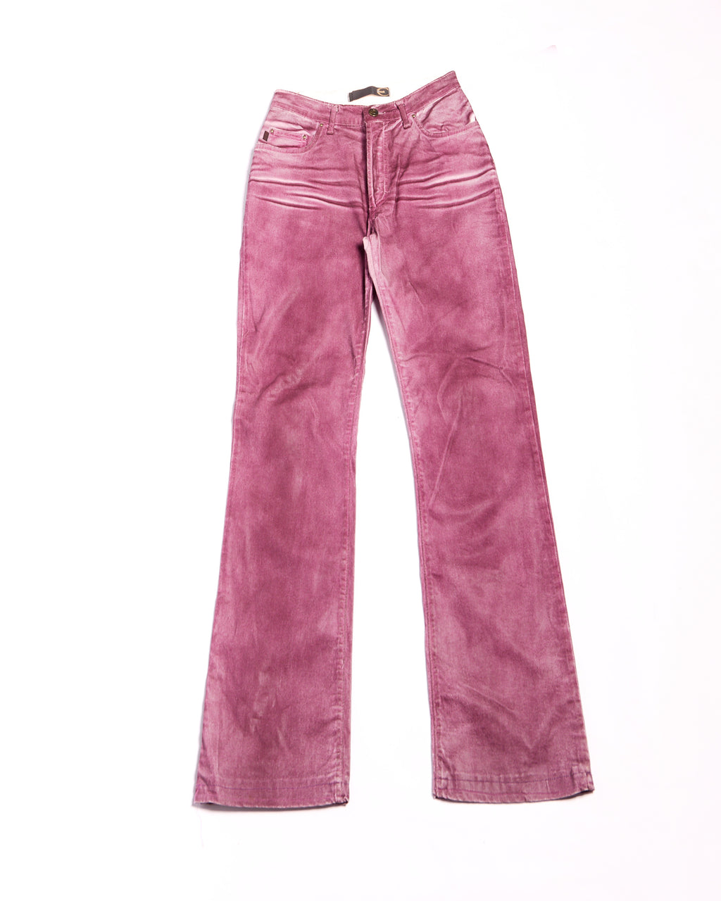 2000s Roberto Cavalli Burgundy Distressed Jeans Size S W26