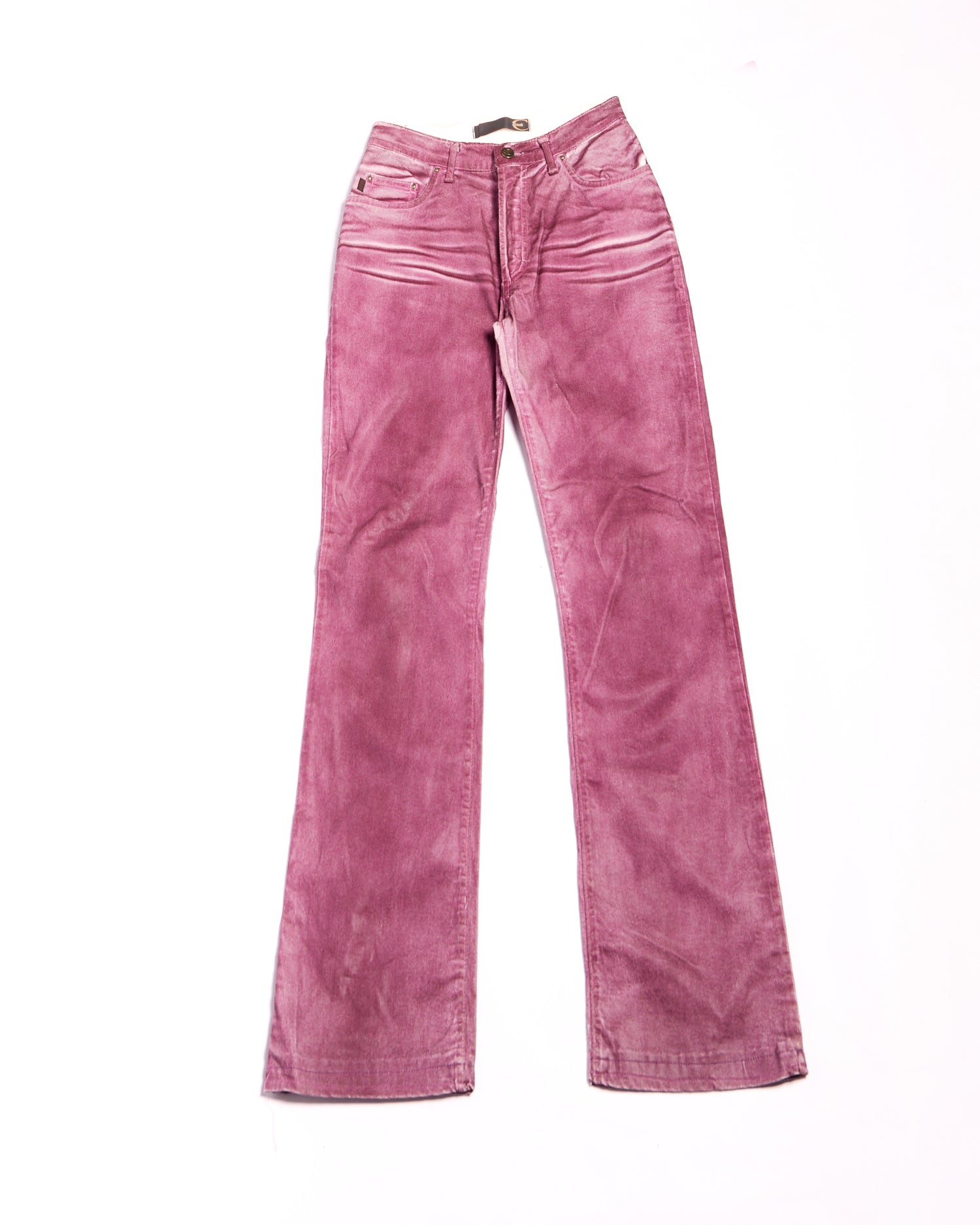 2000s Roberto Cavalli Burgundy Distressed Jeans Size S W26