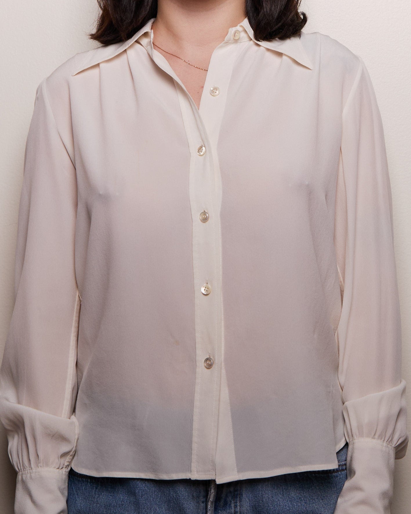 Yves Saint Laurent White Silk Blouse