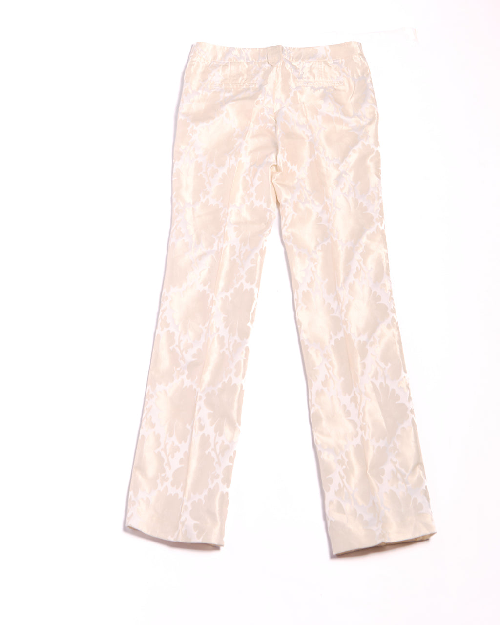 Just Cavalli Cream Silk Brocade Pants Size L W34