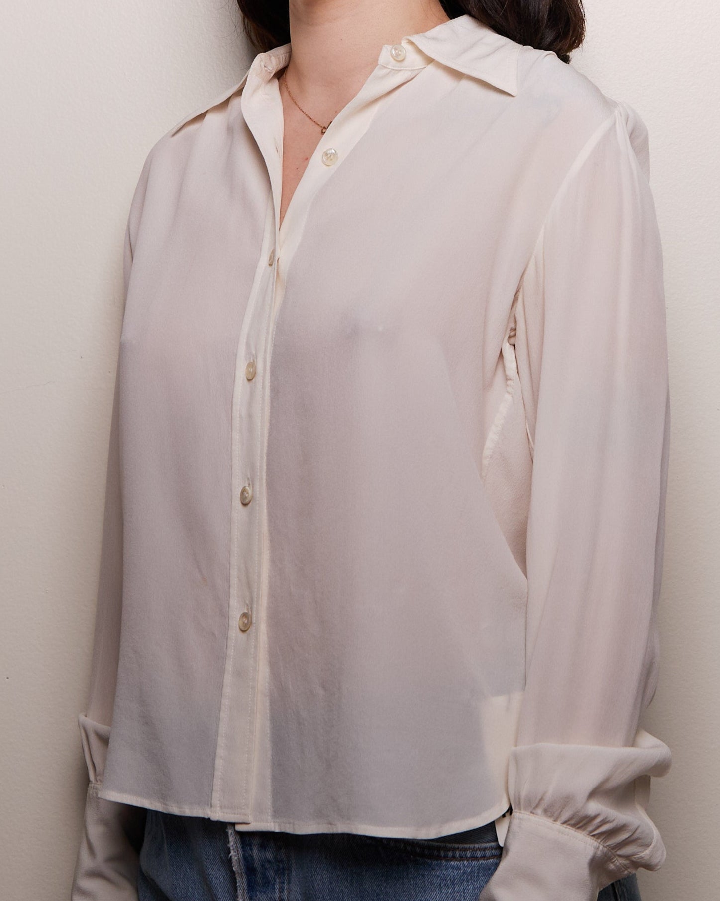 Yves Saint Laurent White Silk Blouse