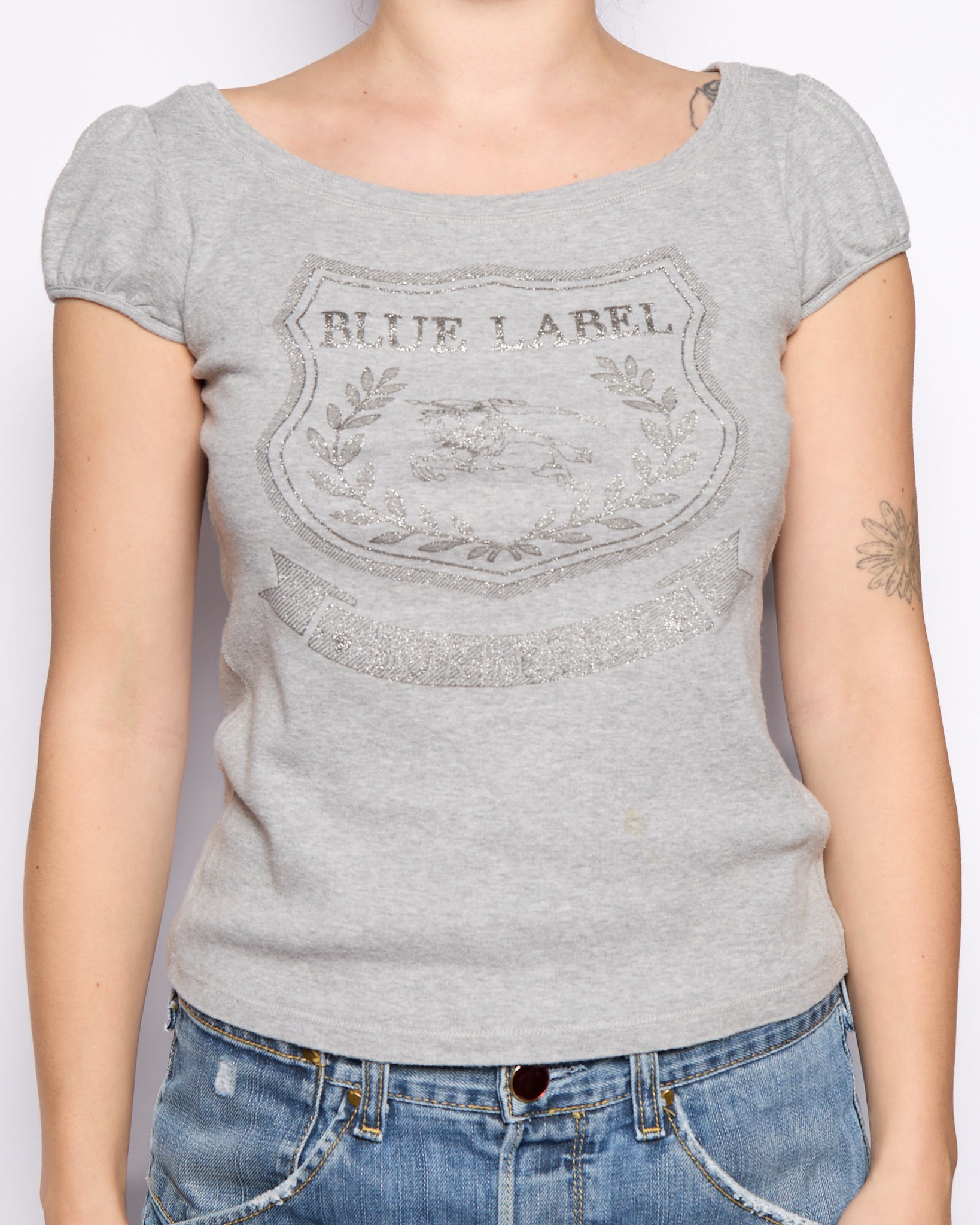 Burberry Blue Grey Baby Doll T-Shirt
