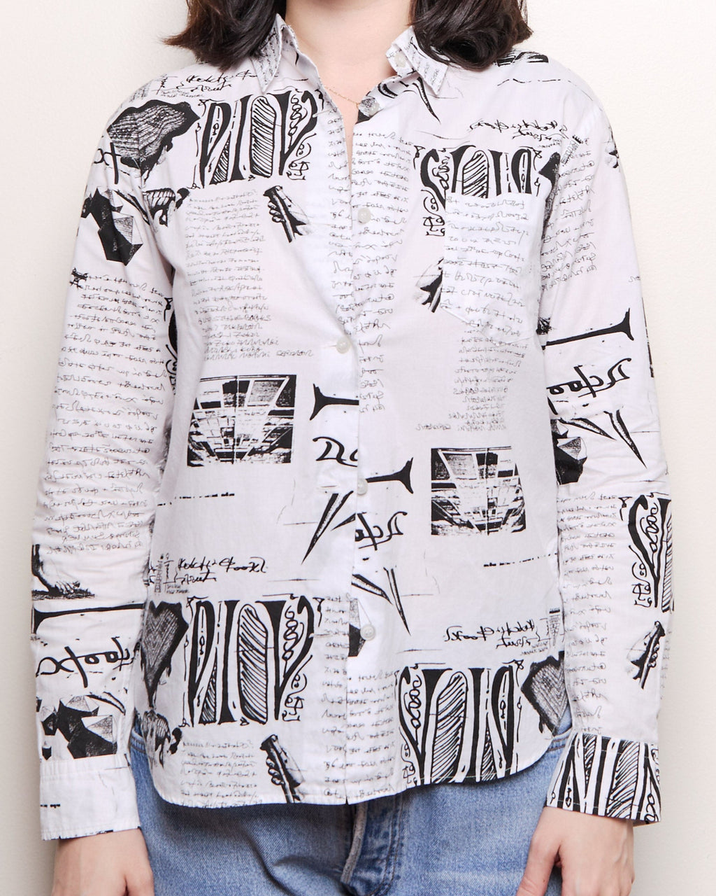 Issey Miyake Newspaper Button Up