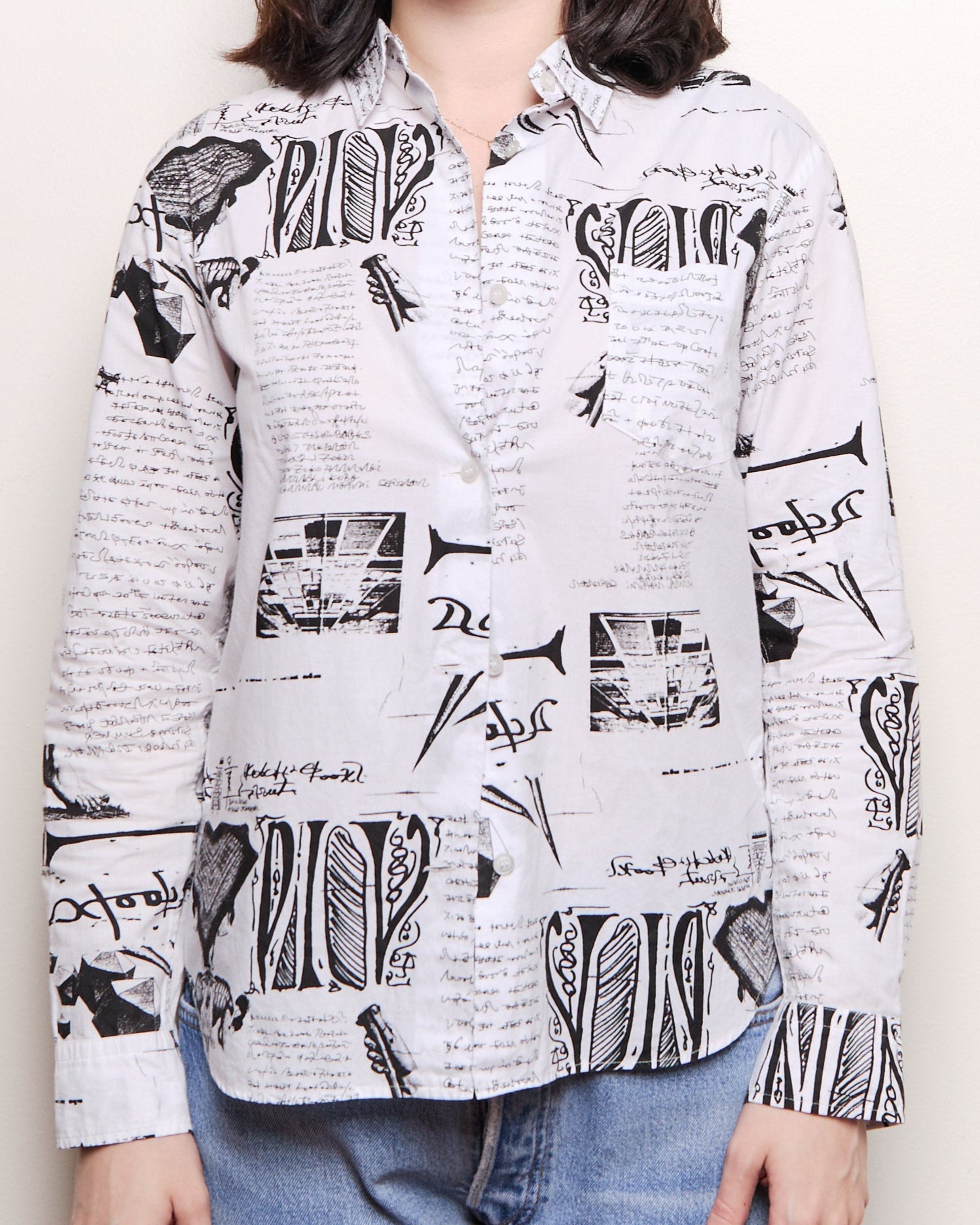 Issey Miyake Newspaper Button Up