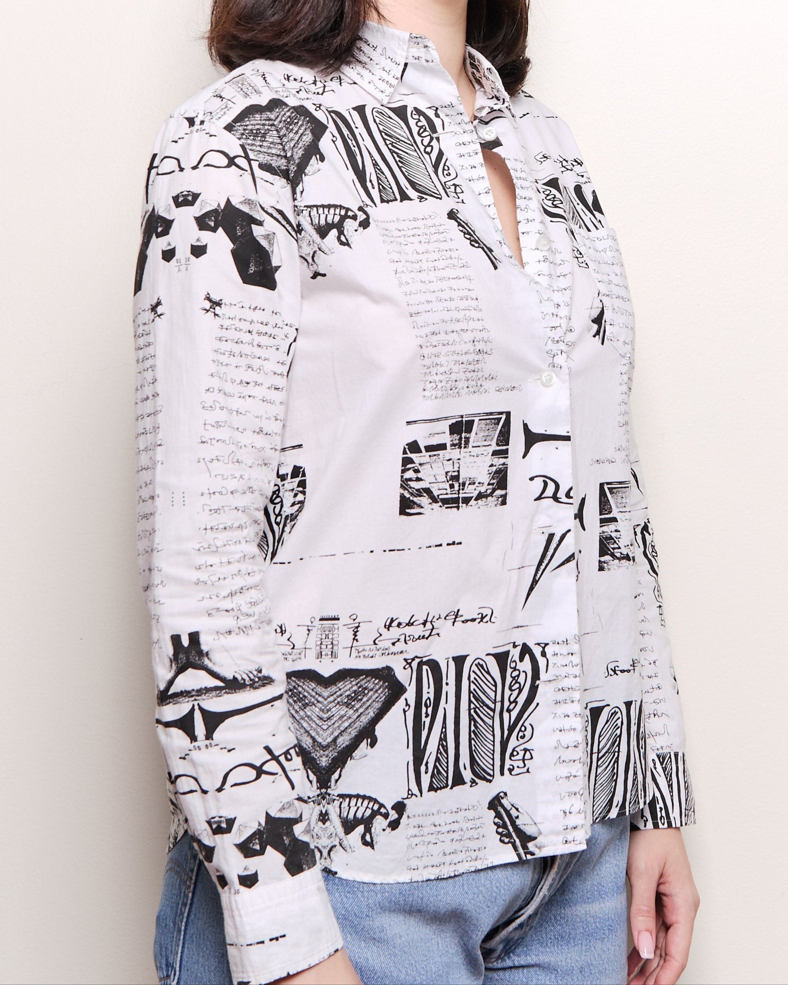 Issey Miyake Newspaper Button Up