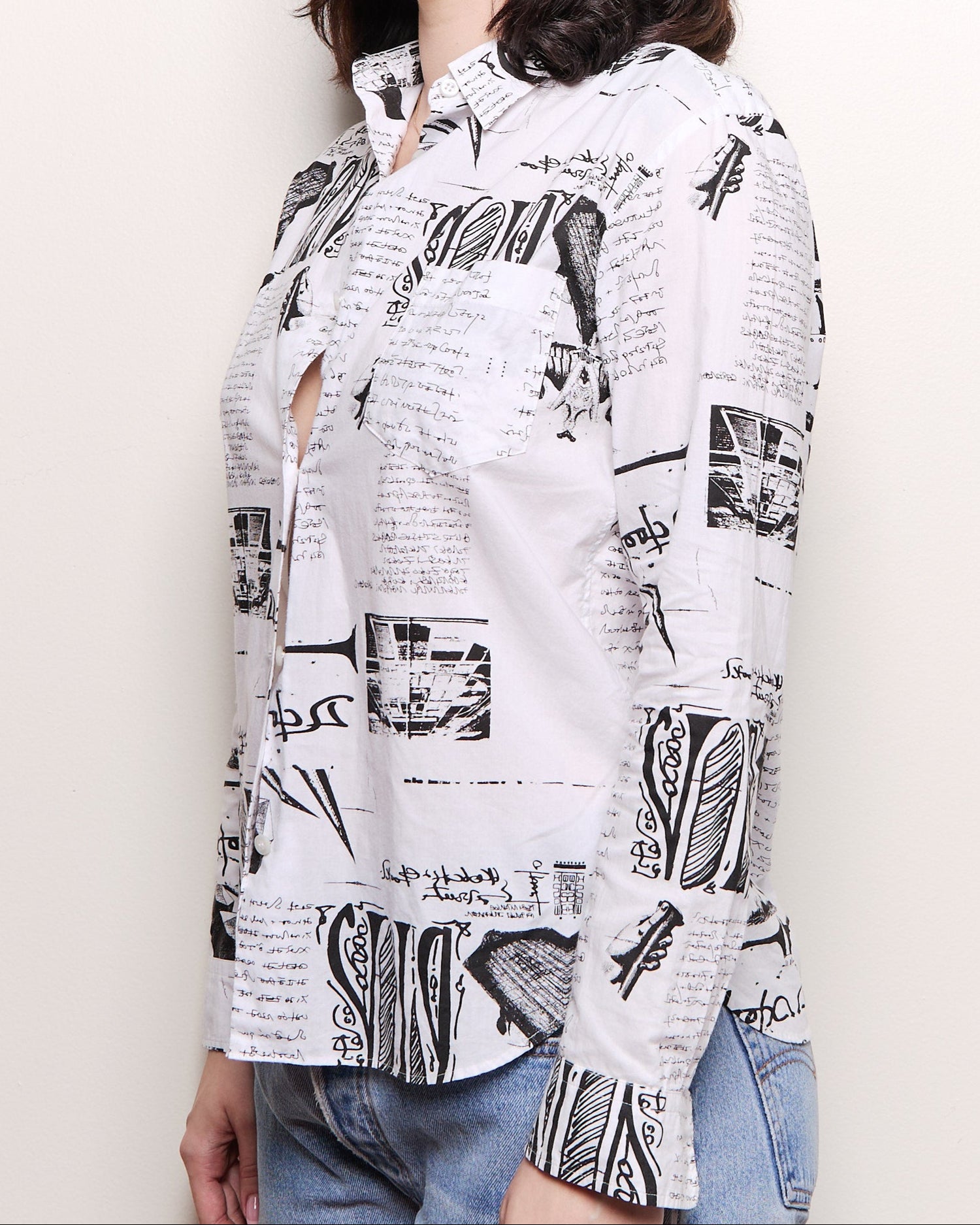 Issey Miyake Newspaper Button Up
