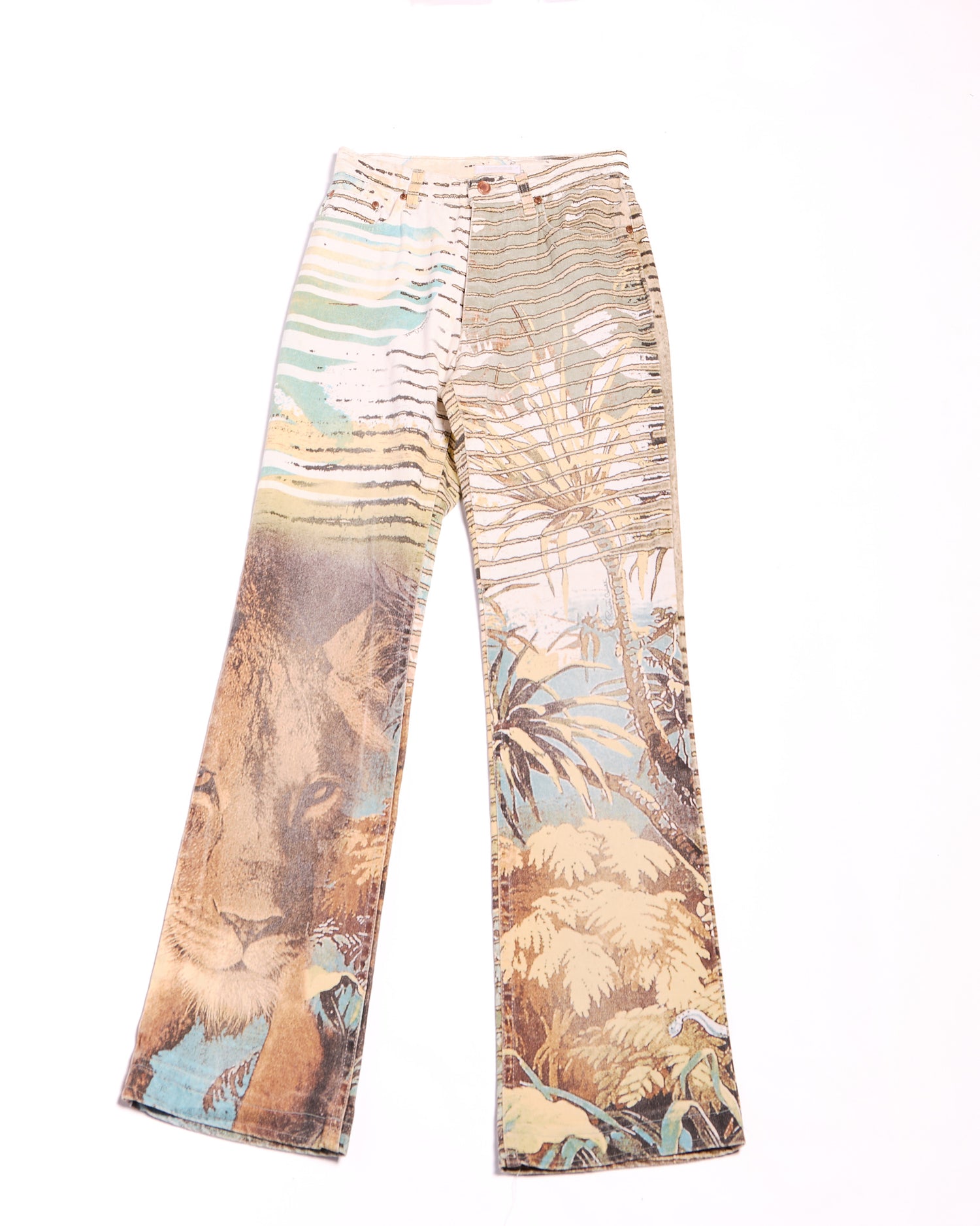 2000s Roberto Cavalli Tropical Tiger Print Jeans Size S W28