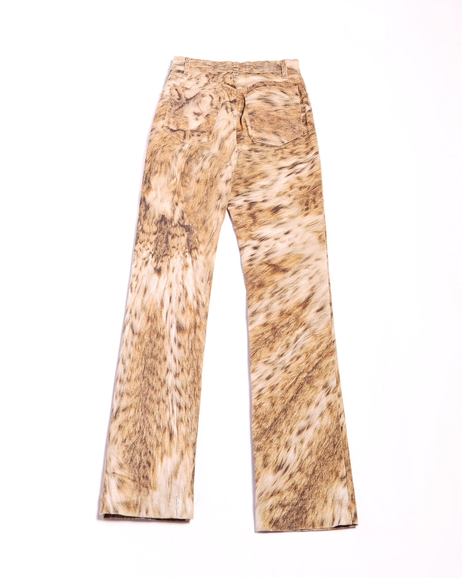 2000s Roberto Cavalli Brown Leopard Fur Photorealistic Print Jeans S W26