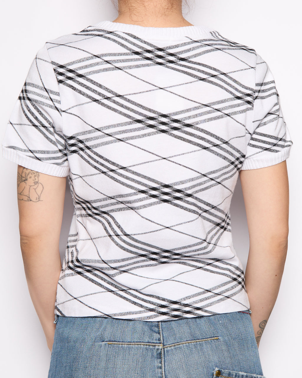 Burberry Black White Nova Tie T-Shirt