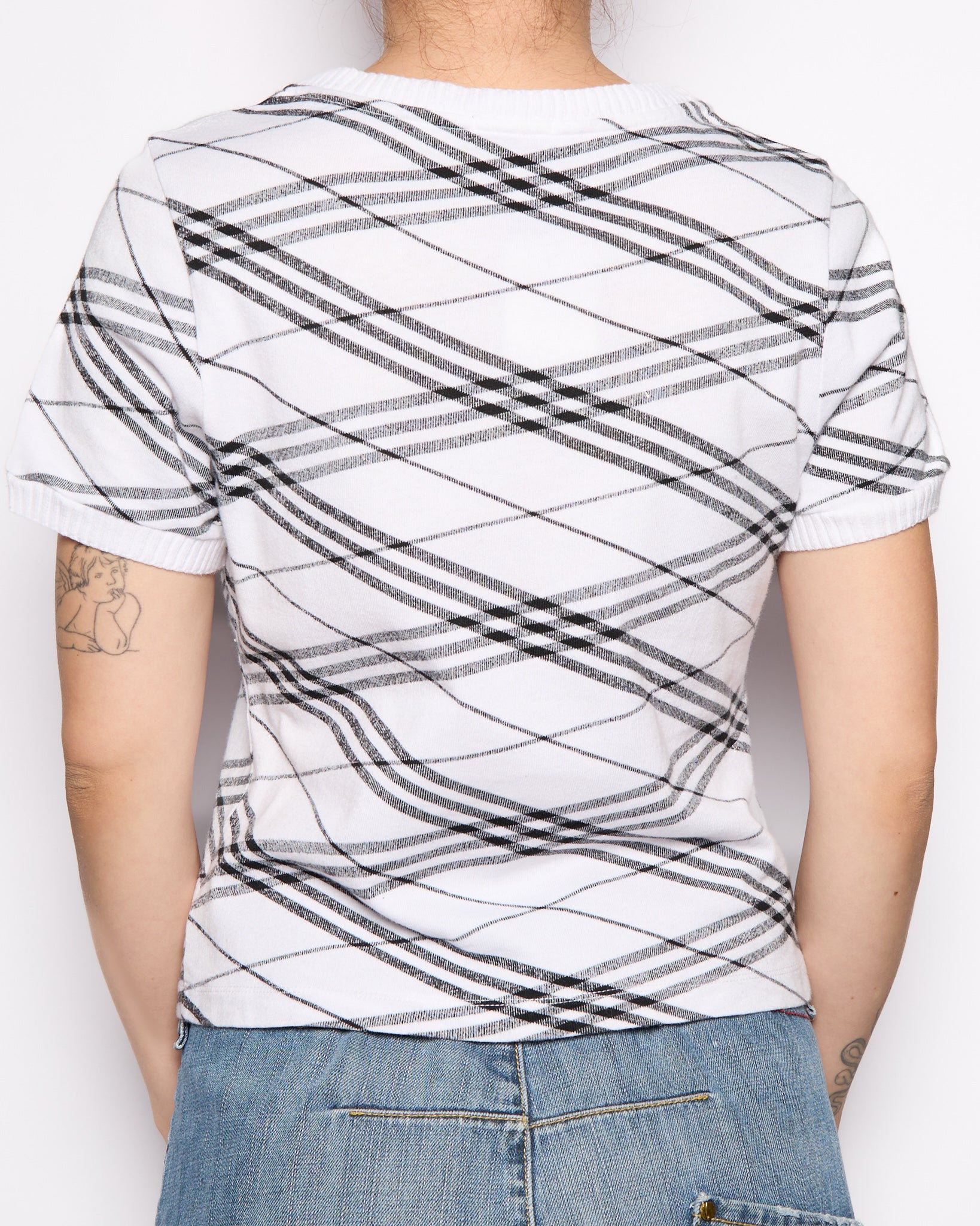 Burberry Black White Nova Tie T-Shirt