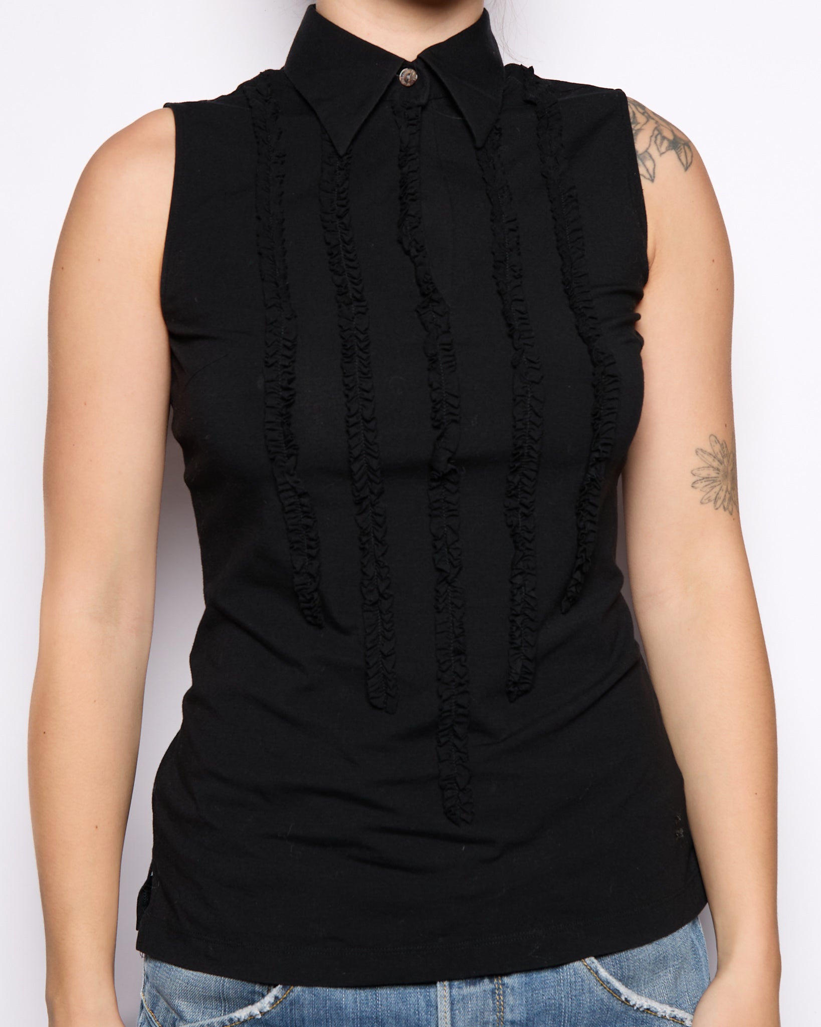Burberry Black Ruffle Tank Top