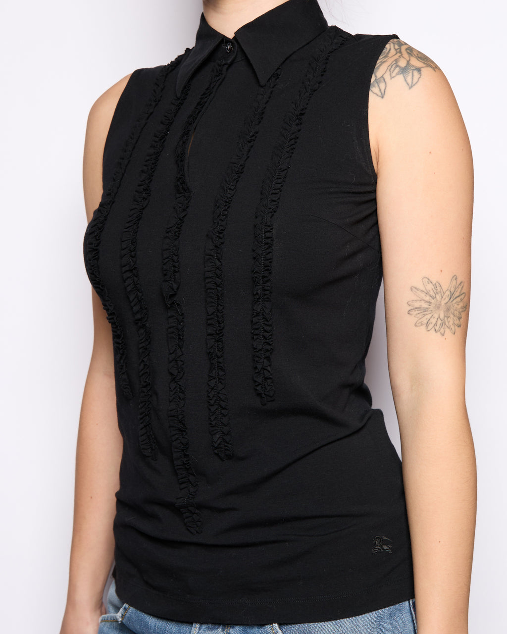Burberry Black Ruffle Tank Top