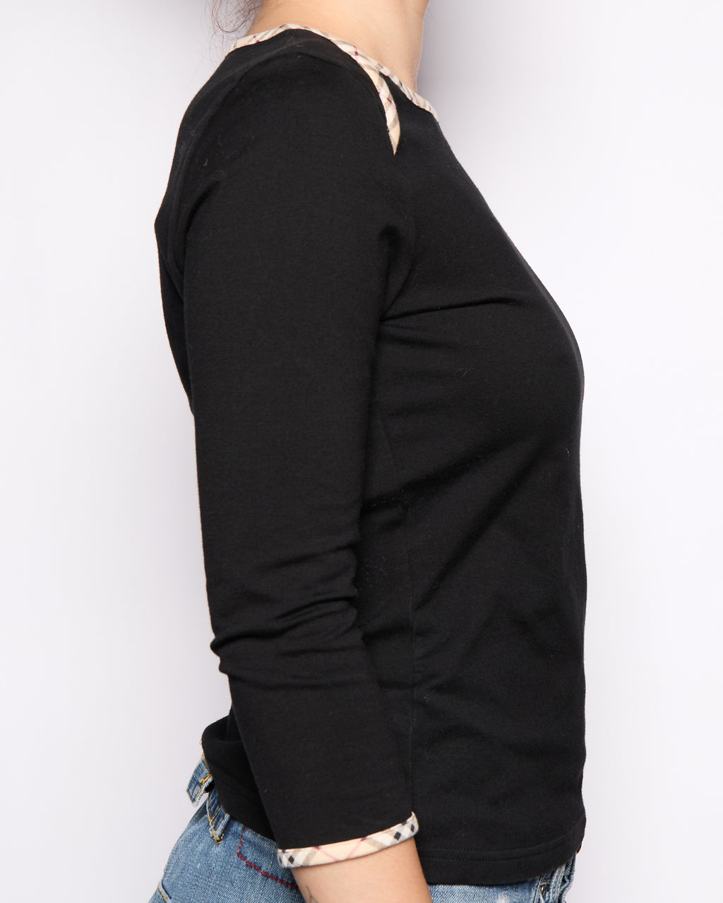 Burberry London Black Nova Check Boat Neck Top