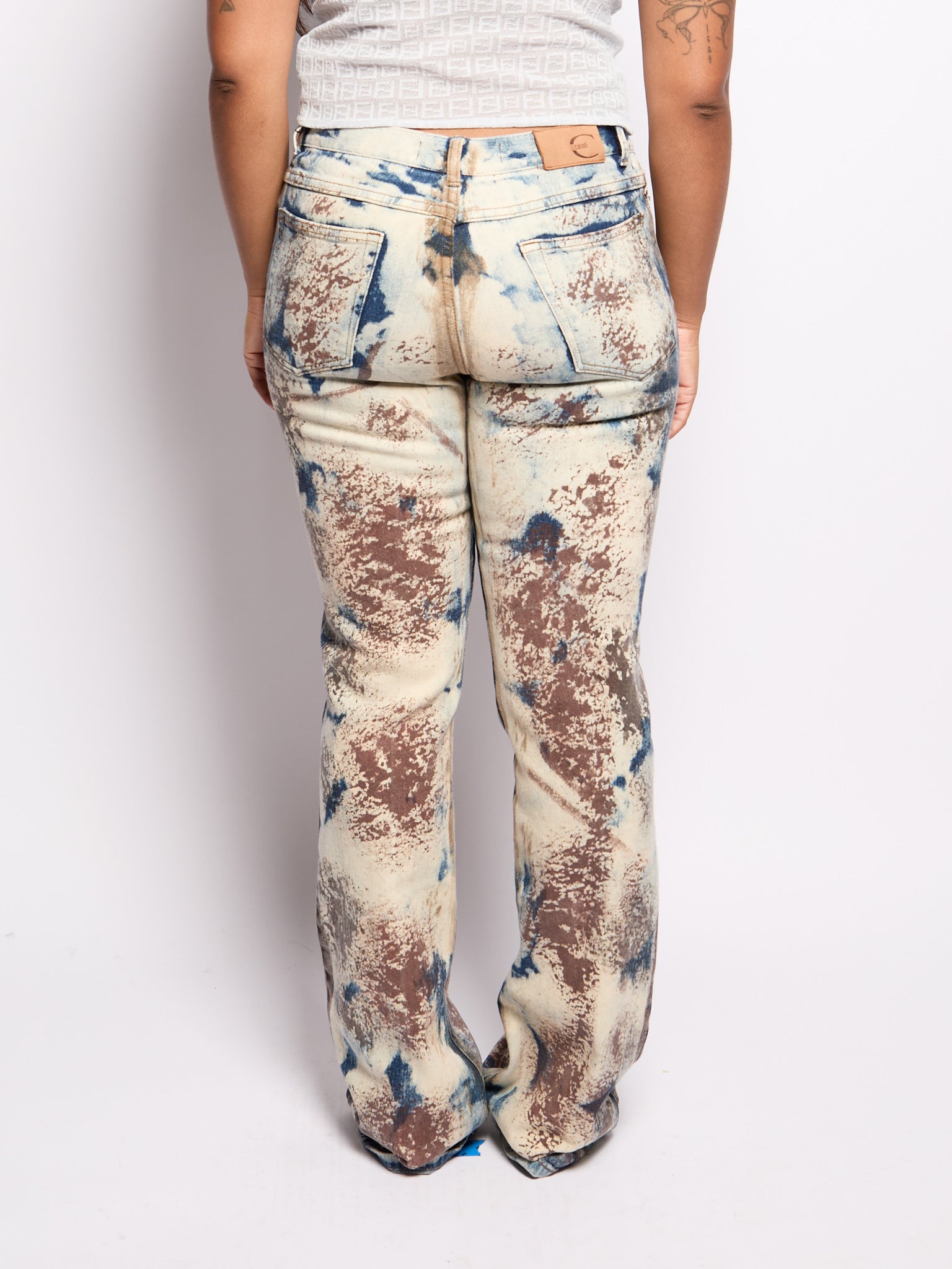 Just Cavalli Brown Blue Painted Pants