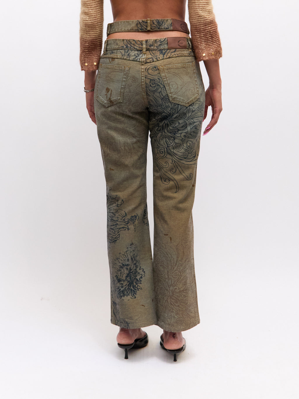 Just Cavalli Blue Peony Denim Pants