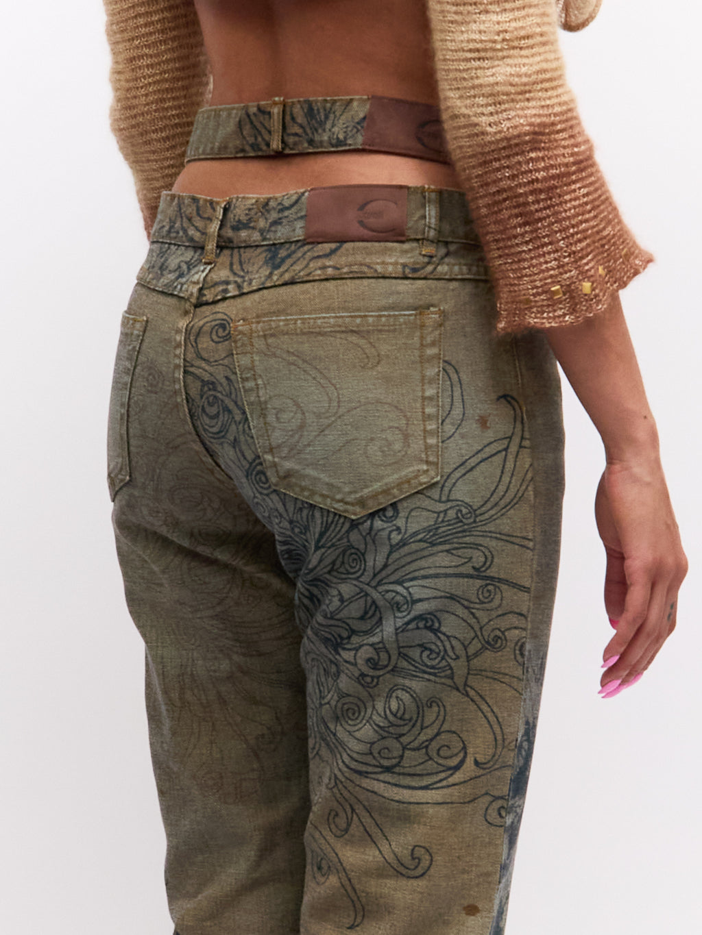 Just Cavalli Blue Peony Denim Pants