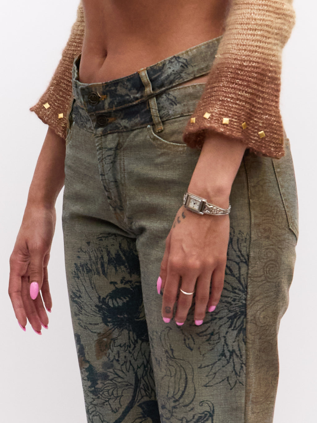 Just Cavalli Blue Peony Denim Pants